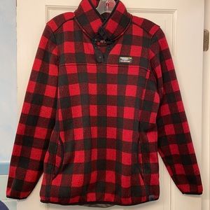 LLBean pullover sweater fleece in red Buffalo